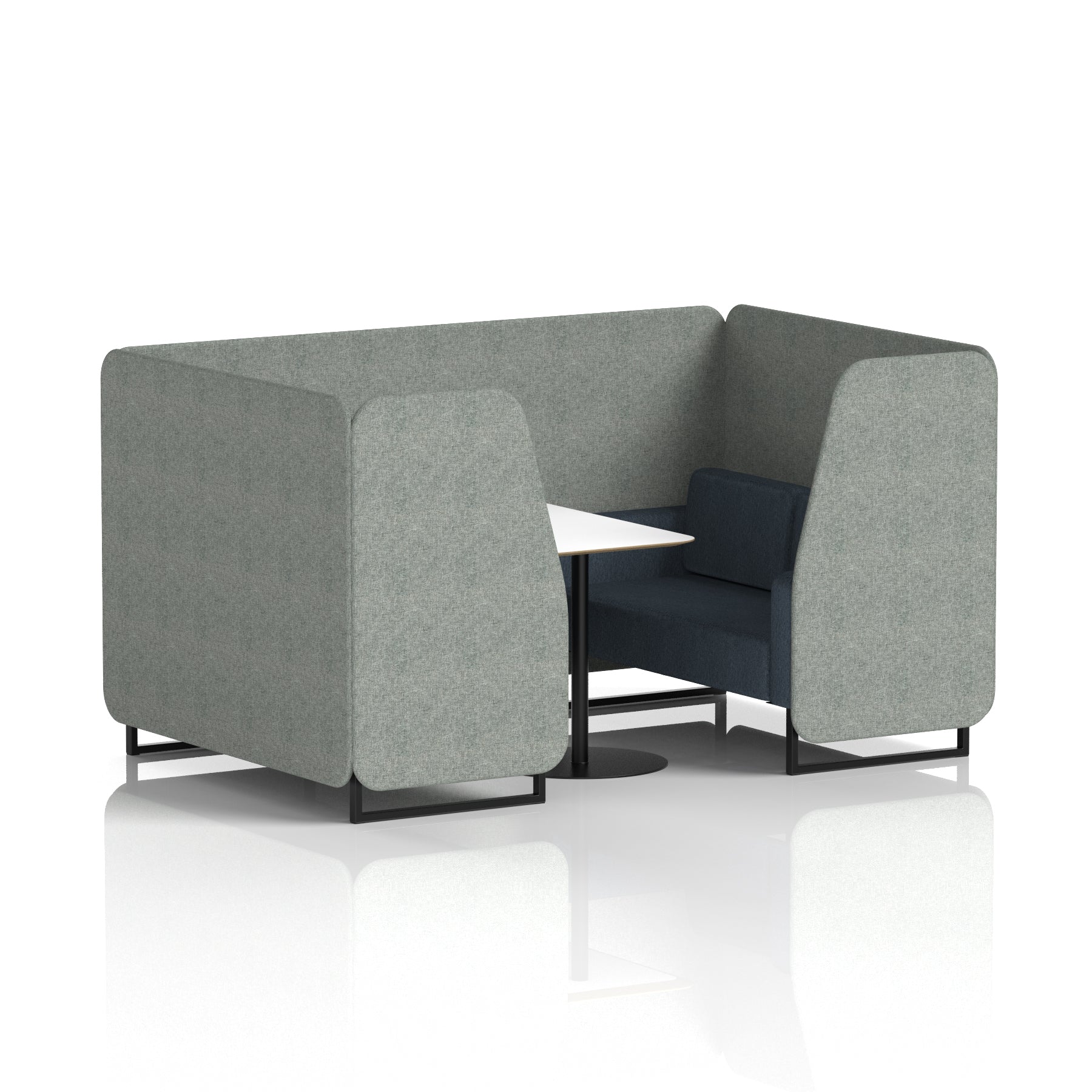 Brixworth Two-Tone Booth with White Table, 2–6 Seater, Multiple Colour Options, Black Frame, Fabric & Plywood, 10 Year Frame Warranty