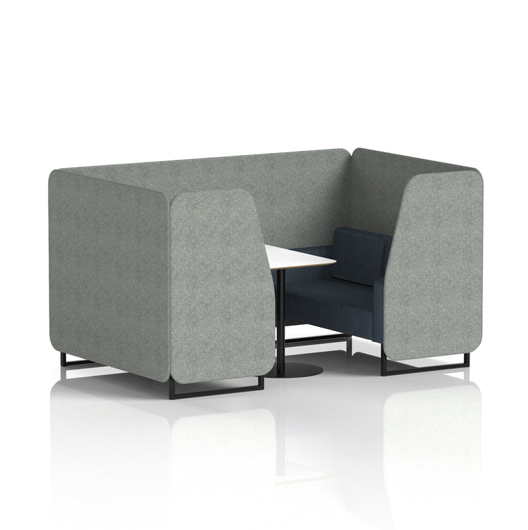 Brixworth Two-Tone Booth with White Table, 2–6 Seater, Multiple Colour Options, Black Frame, Fabric & Plywood, 10 Year Frame Warranty
