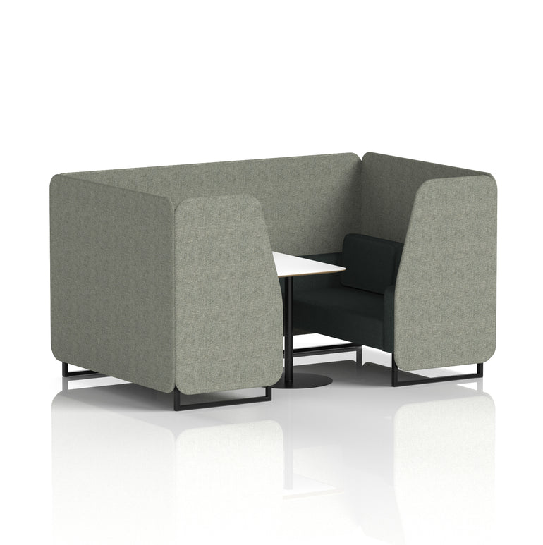 Brixworth Two-Tone Booth with White Table, 2–6 Seater, Multiple Colour Options, Black Frame, Fabric & Plywood, 10 Year Frame Warranty