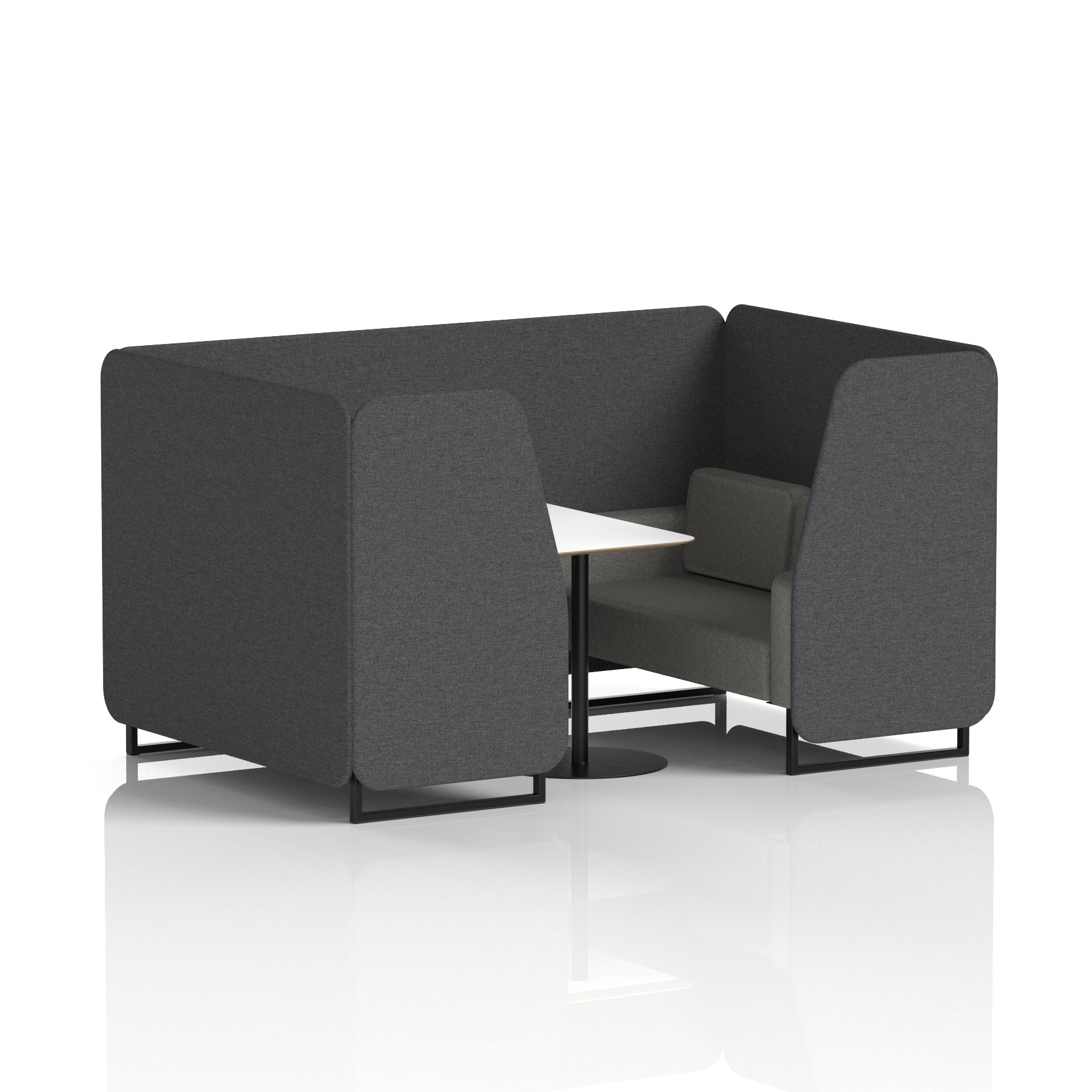 Brixworth Two-Tone Booth with White Table, 2–6 Seater, Multiple Colour Options, Black Frame, Fabric & Plywood, 10 Year Frame Warranty