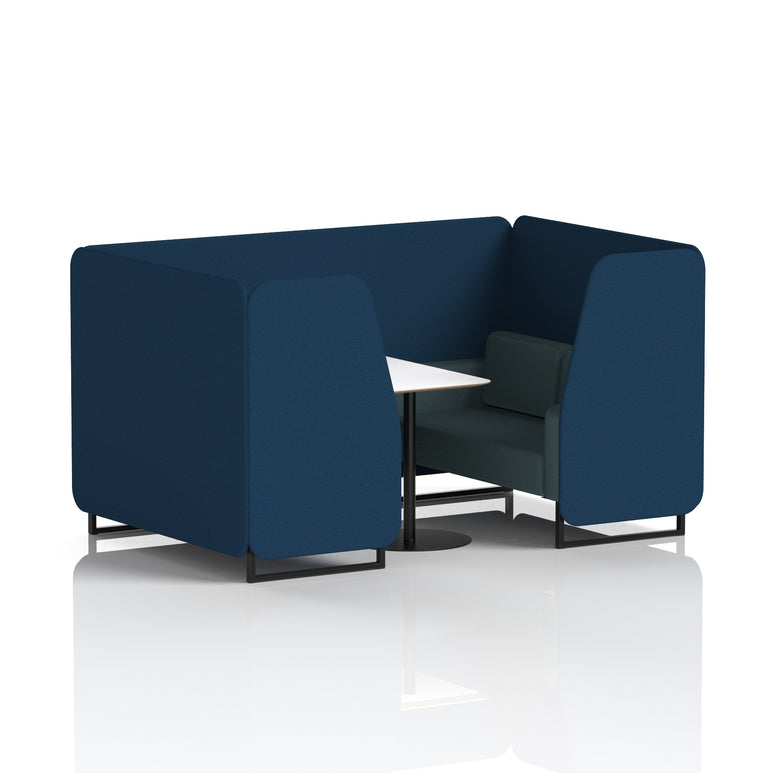 Brixworth Two-Tone Booth with White Table, 2–6 Seater, Multiple Colour Options, Black Frame, Fabric & Plywood, 10 Year Frame Warranty