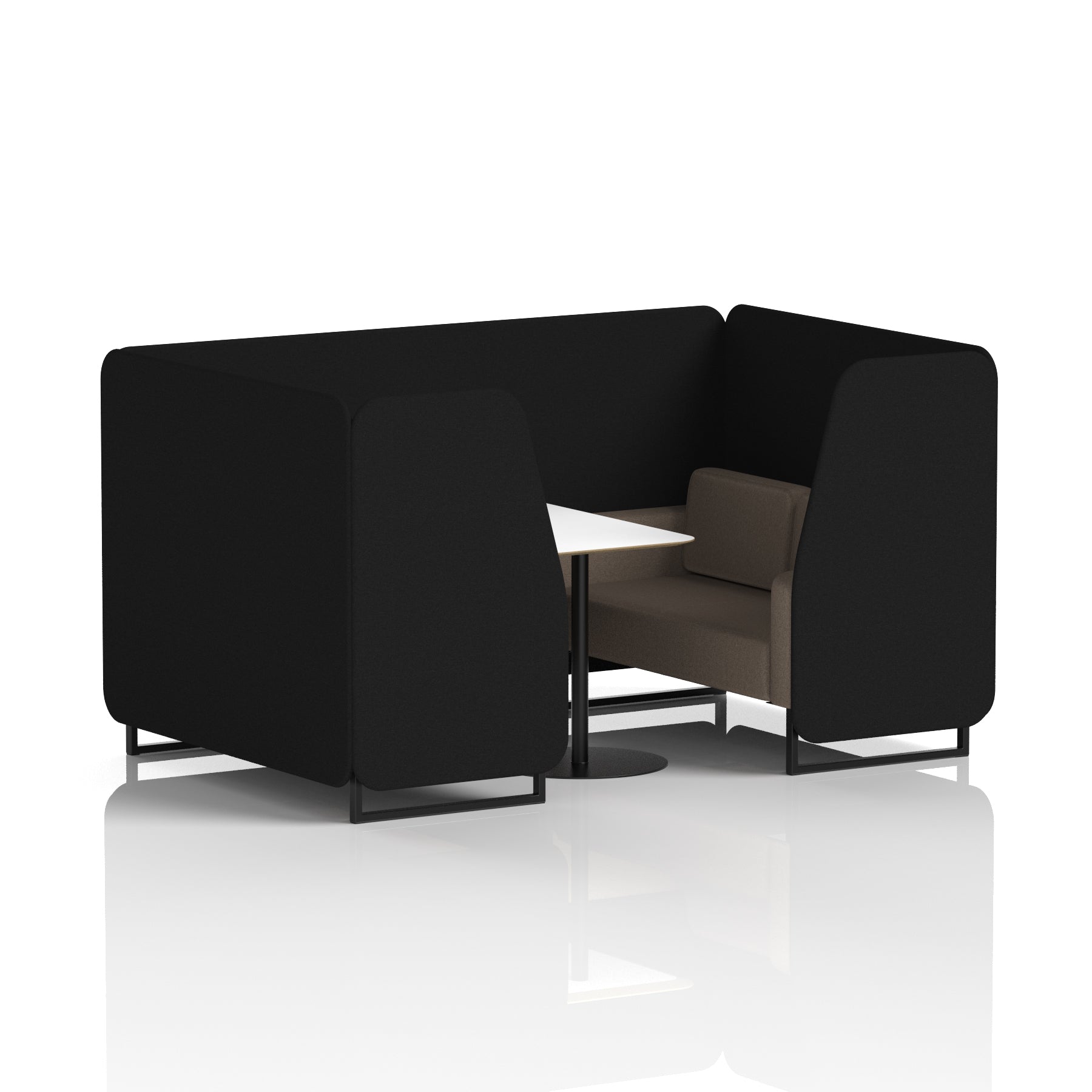 Brixworth Two-Tone Booth with White Table, 2–6 Seater, Multiple Colour Options, Black Frame, Fabric & Plywood, 10 Year Frame Warranty