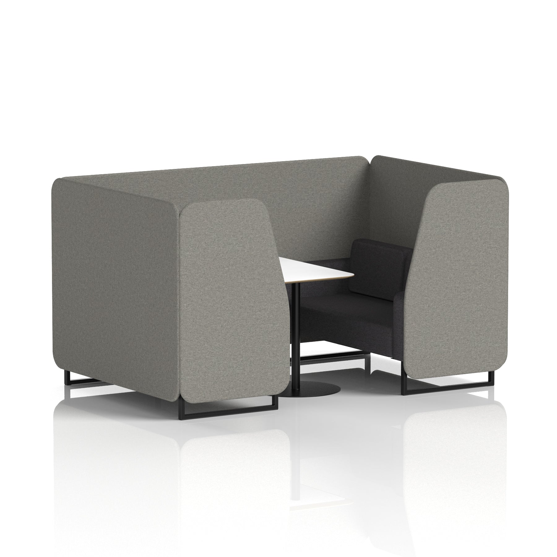 Brixworth Two-Tone Booth with White Table, 2–6 Seater, Multiple Colour Options, Black Frame, Fabric & Plywood, 10 Year Frame Warranty