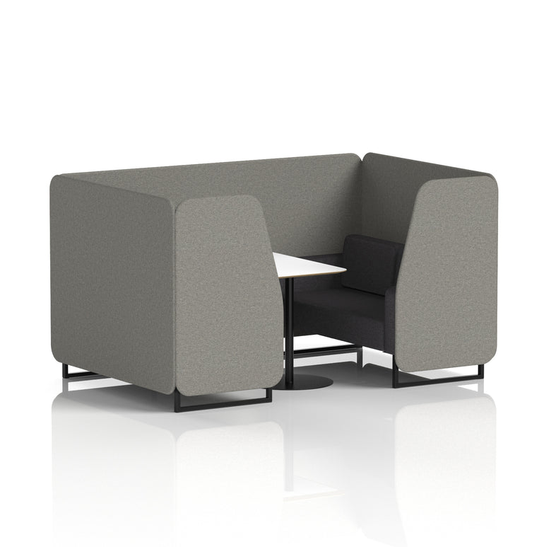 Brixworth Two-Tone Booth with White Table, 2–6 Seater, Multiple Colour Options, Black Frame, Fabric & Plywood, 10 Year Frame Warranty
