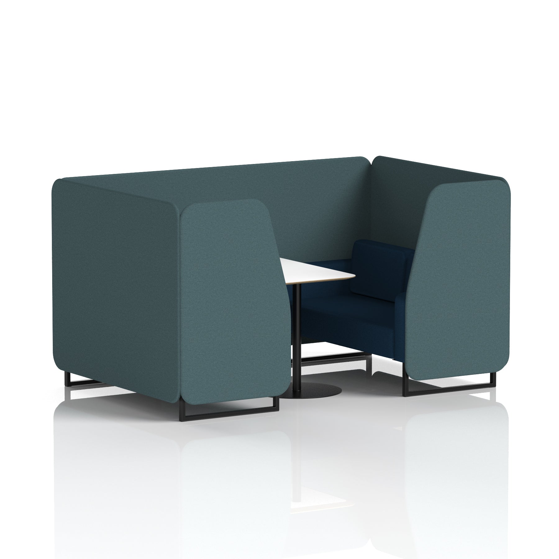 Brixworth Two-Tone Booth with White Table, 2–6 Seater, Multiple Colour Options, Black Frame, Fabric & Plywood, 10 Year Frame Warranty