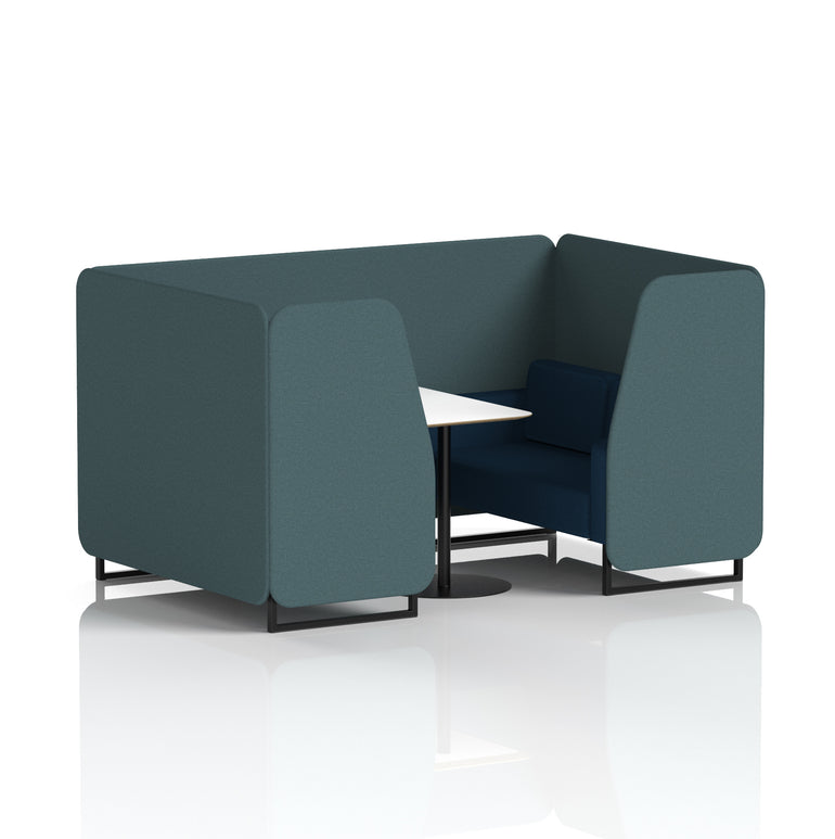 Brixworth Two-Tone Booth with White Table, 2–6 Seater, Multiple Colour Options, Black Frame, Fabric & Plywood, 10 Year Frame Warranty