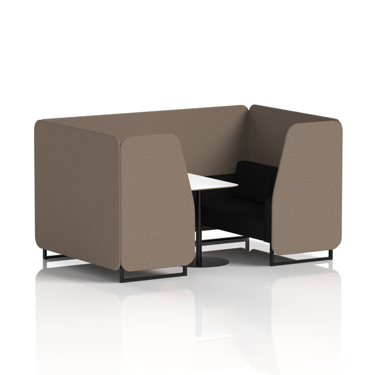 Brixworth Two-Tone Booth with White Table, 2–6 Seater, Multiple Colour Options, Black Frame, Fabric & Plywood, 10 Year Frame Warranty