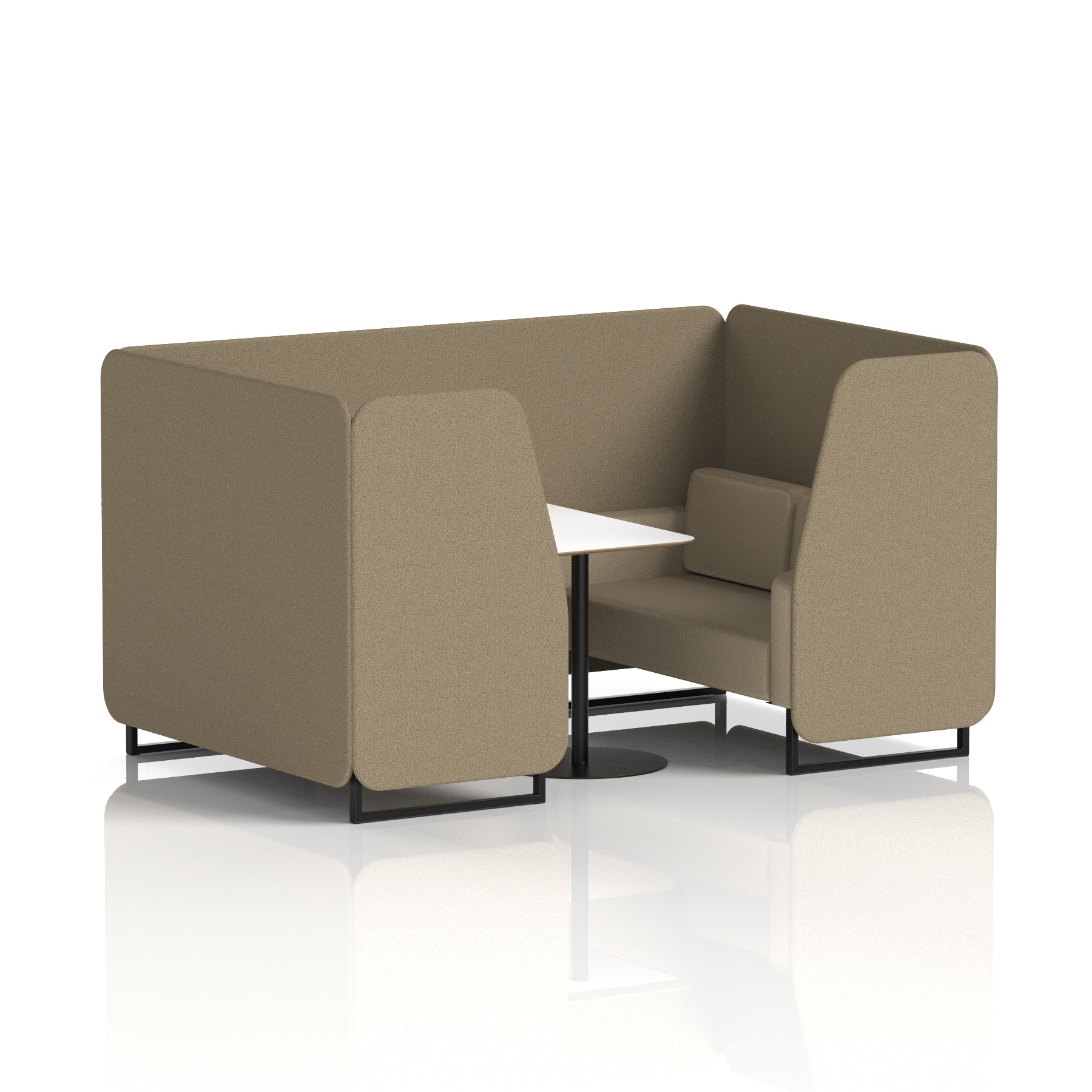 Brixworth Two-Tone Booth with White Table, 2–6 Seater, Multiple Colour Options, Black Frame, Fabric & Plywood, 10 Year Frame Warranty