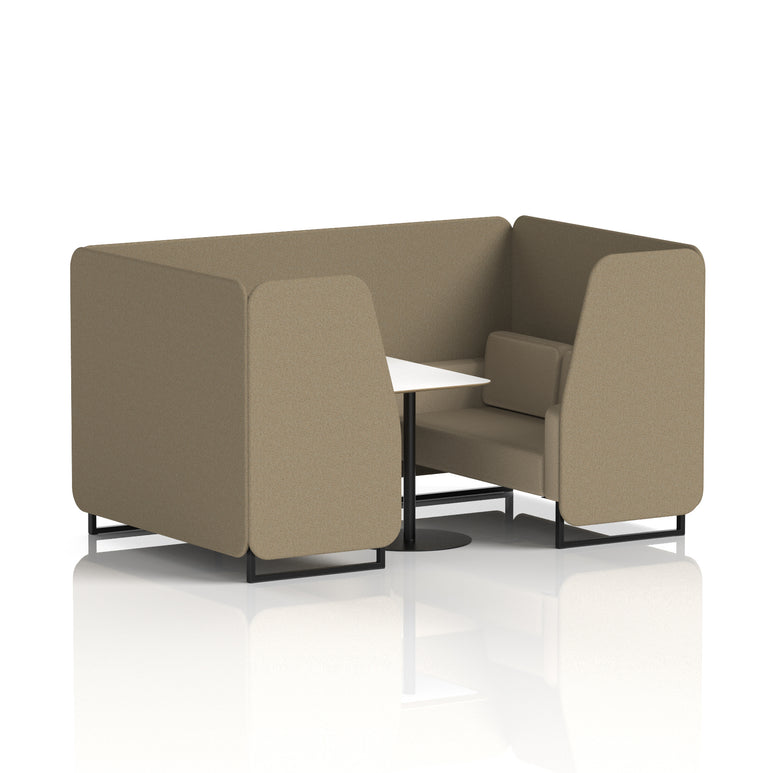Brixworth Two-Tone Booth with White Table, 2–6 Seater, Multiple Colour Options, Black Frame, Fabric & Plywood, 10 Year Frame Warranty