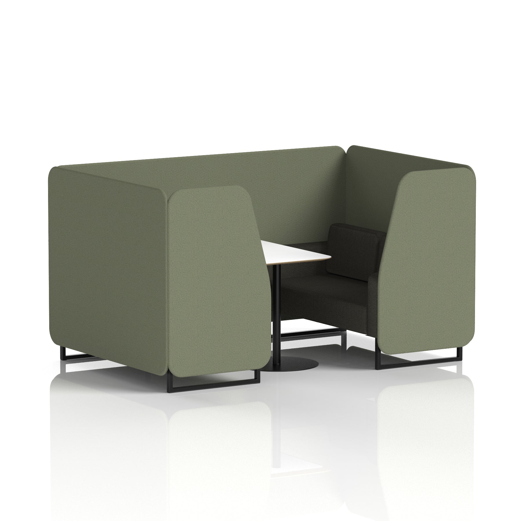 Brixworth Two-Tone Booth with White Table, 2–6 Seater, Multiple Colour Options, Black Frame, Fabric & Plywood, 10 Year Frame Warranty