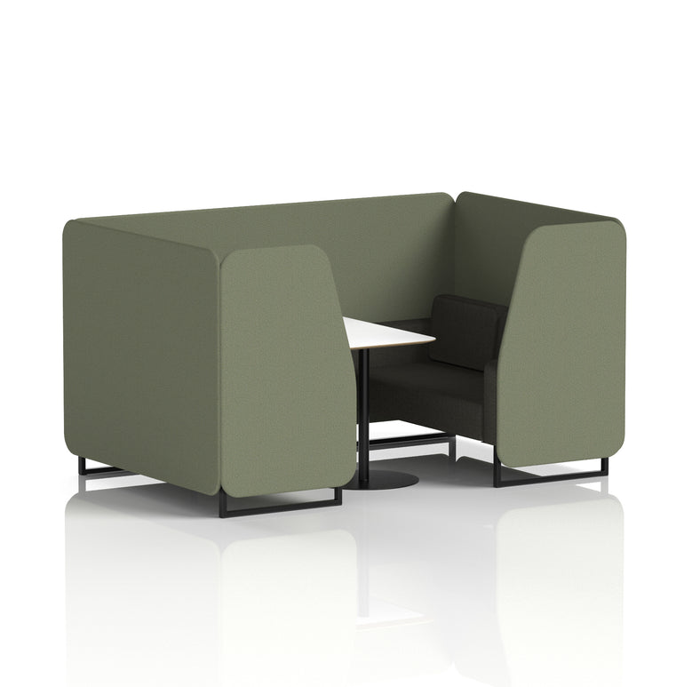 Brixworth Two-Tone Booth with White Table, 2–6 Seater, Multiple Colour Options, Black Frame, Fabric & Plywood, 10 Year Frame Warranty