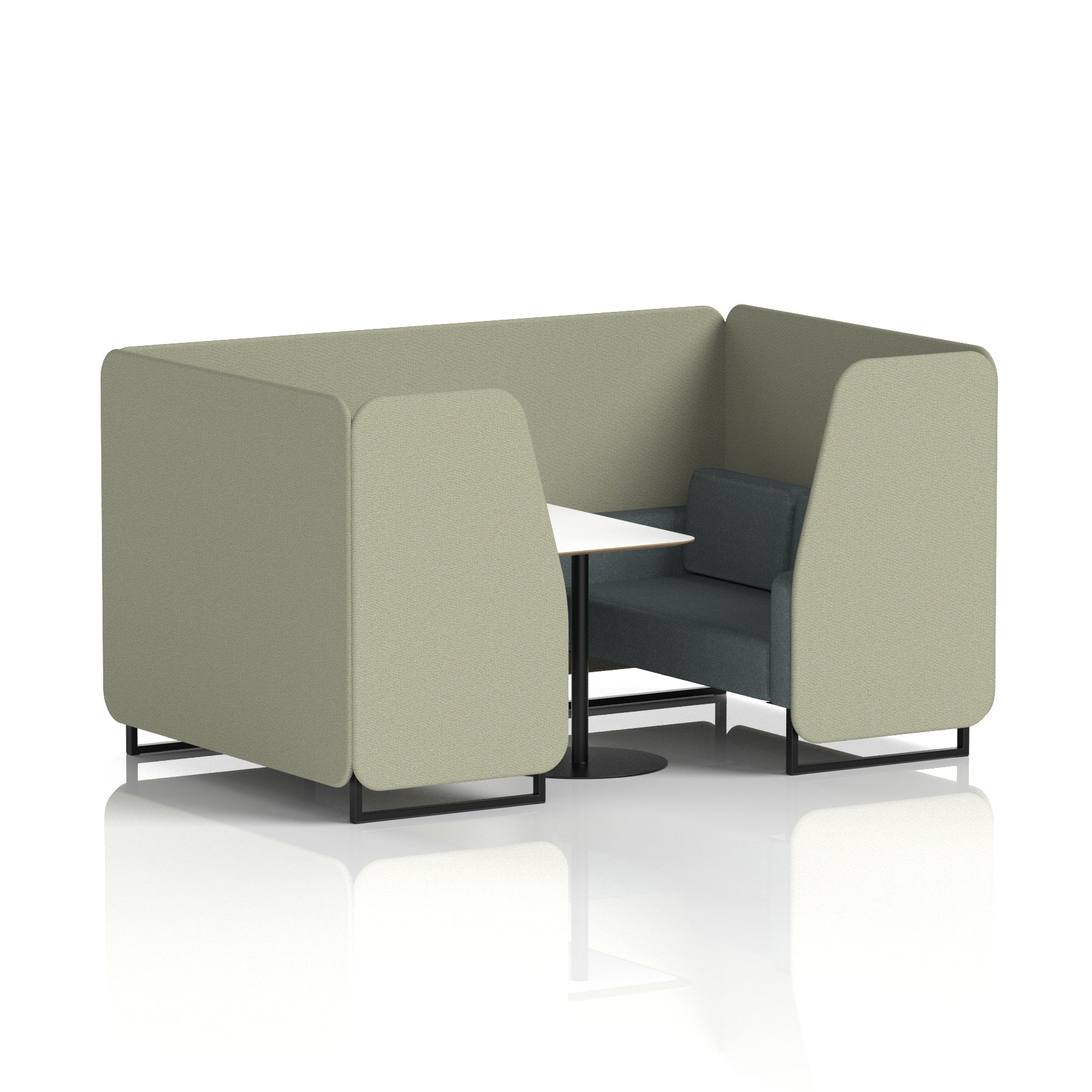 Brixworth Two-Tone Booth with White Table, 2–6 Seater, Multiple Colour Options, Black Frame, Fabric & Plywood, 10 Year Frame Warranty