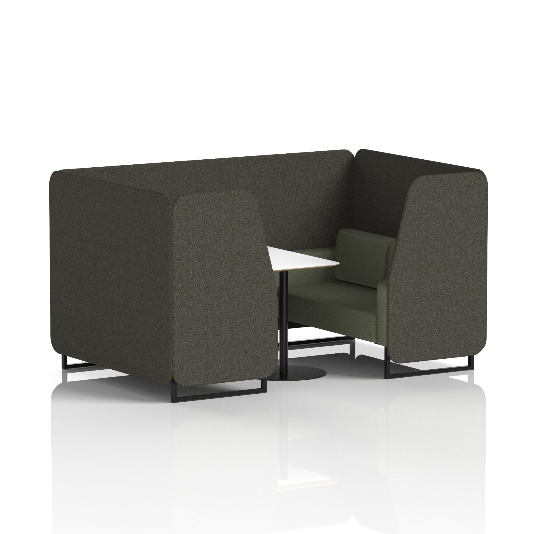 Brixworth Two-Tone Booth with White Table, 2–6 Seater, Multiple Colour Options, Black Frame, Fabric & Plywood, 10 Year Frame Warranty