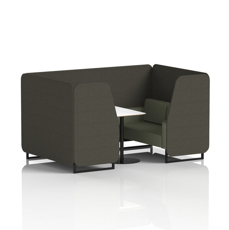 Brixworth Two-Tone Booth with White Table, 2–6 Seater, Multiple Colour Options, Black Frame, Fabric & Plywood, 10 Year Frame Warranty