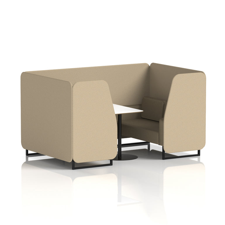 Brixworth Two-Tone Booth with White Table, 2–6 Seater, Multiple Colour Options, Black Frame, Fabric & Plywood, 10 Year Frame Warranty