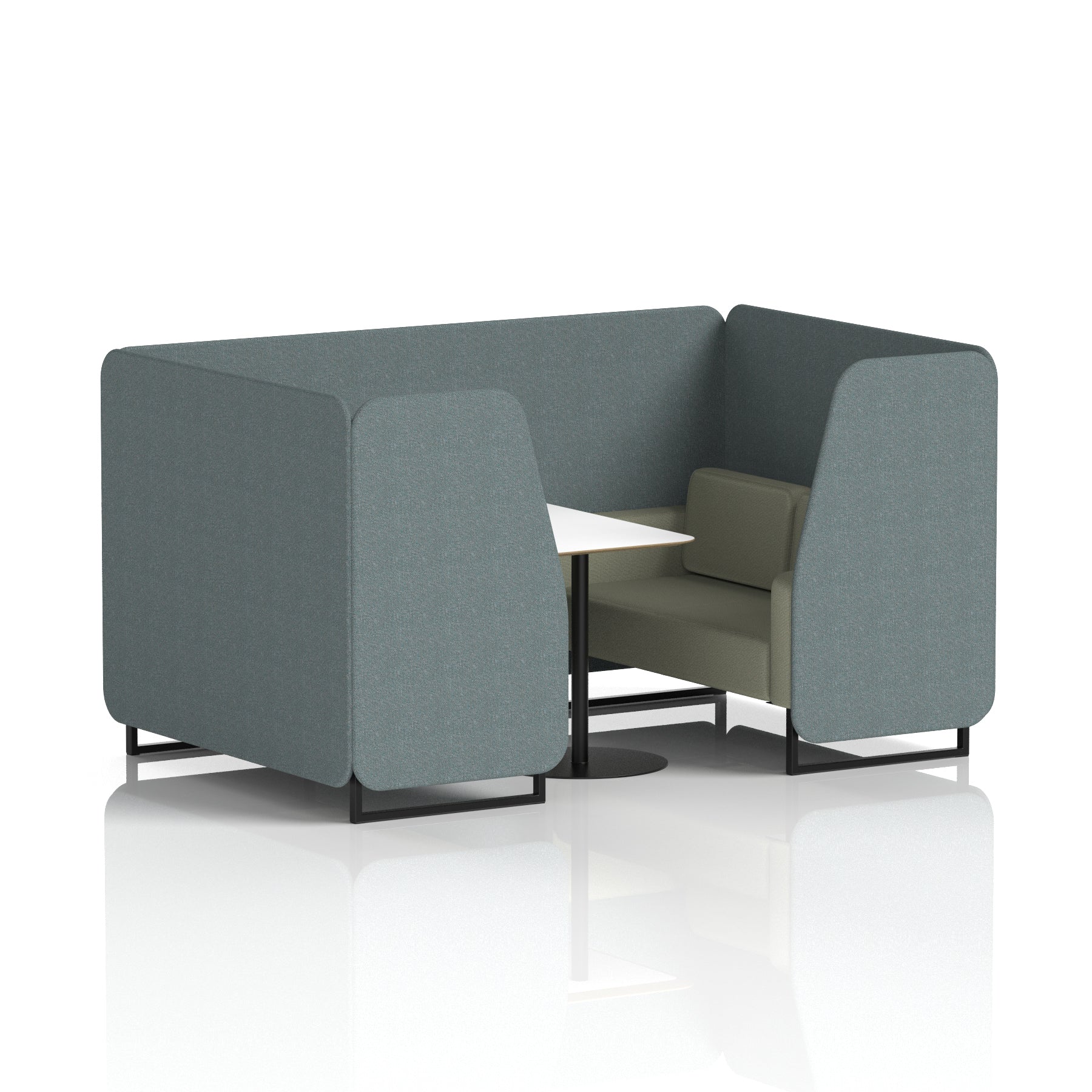 Brixworth Two-Tone Booth with White Table, 2–6 Seater, Multiple Colour Options, Black Frame, Fabric & Plywood, 10 Year Frame Warranty