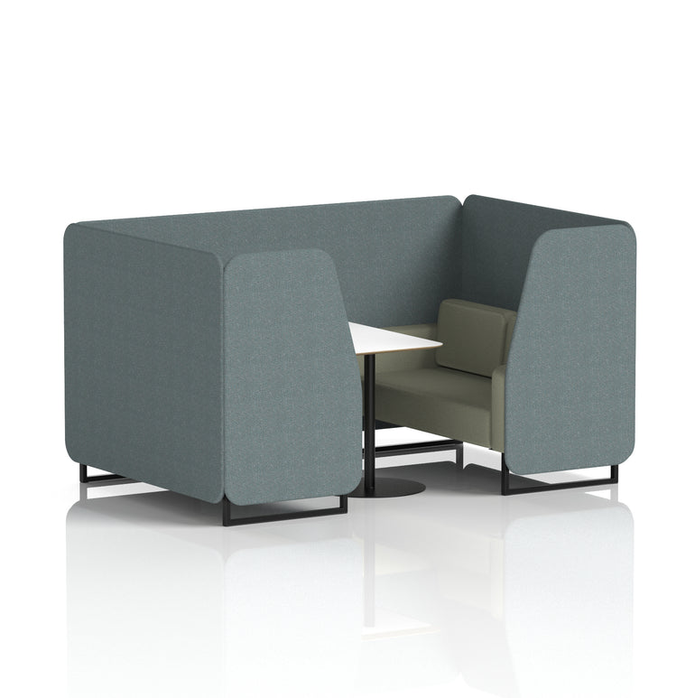 Brixworth Two-Tone Booth with White Table, 2–6 Seater, Multiple Colour Options, Black Frame, Fabric & Plywood, 10 Year Frame Warranty