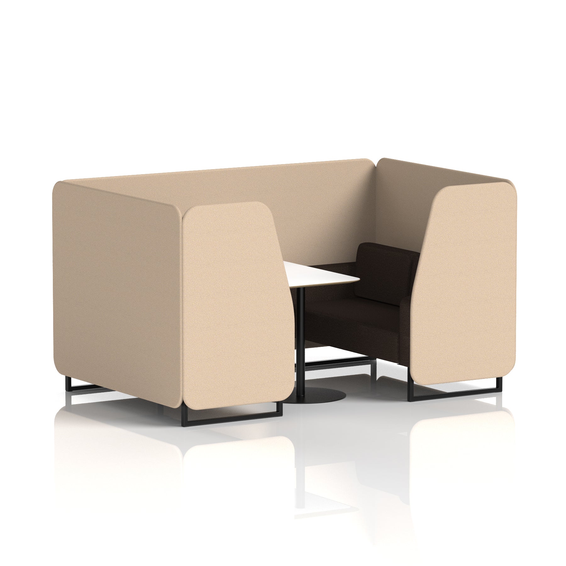 Brixworth Two-Tone Booth with White Table, 2–6 Seater, Multiple Colour Options, Black Frame, Fabric & Plywood, 10 Year Frame Warranty