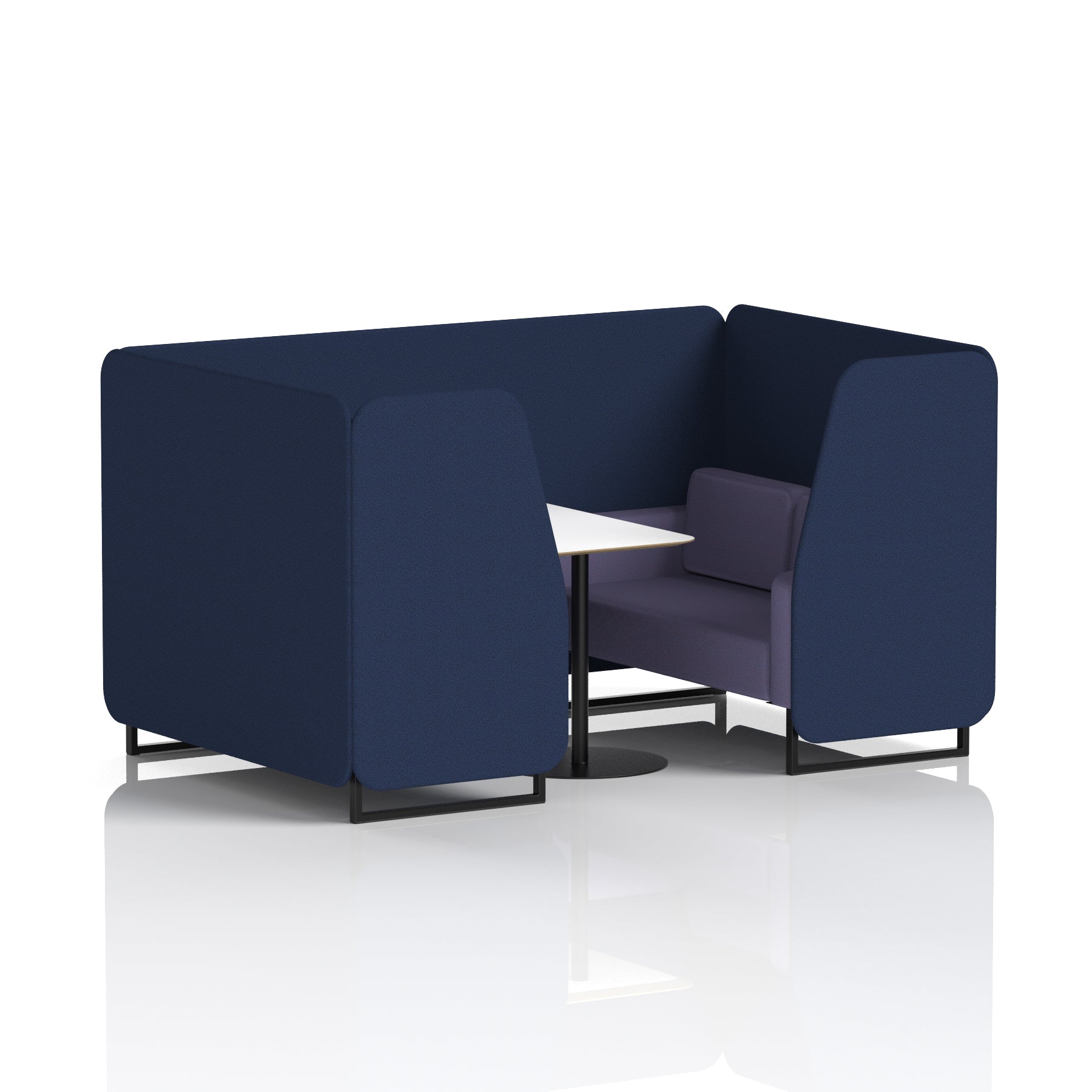 Brixworth Two-Tone Booth with White Table, 2–6 Seater, Multiple Colour Options, Black Frame, Fabric & Plywood, 10 Year Frame Warranty