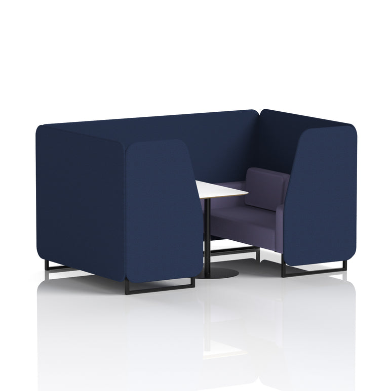 Brixworth Two-Tone Booth with White Table, 2–6 Seater, Multiple Colour Options, Black Frame, Fabric & Plywood, 10 Year Frame Warranty