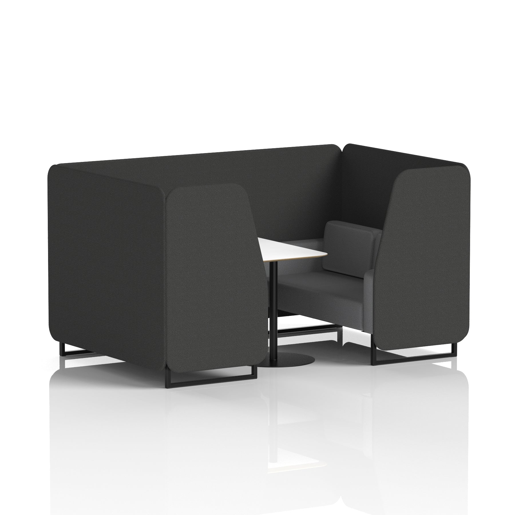 Brixworth Two-Tone Booth with White Table, 2–6 Seater, Multiple Colour Options, Black Frame, Fabric & Plywood, 10 Year Frame Warranty