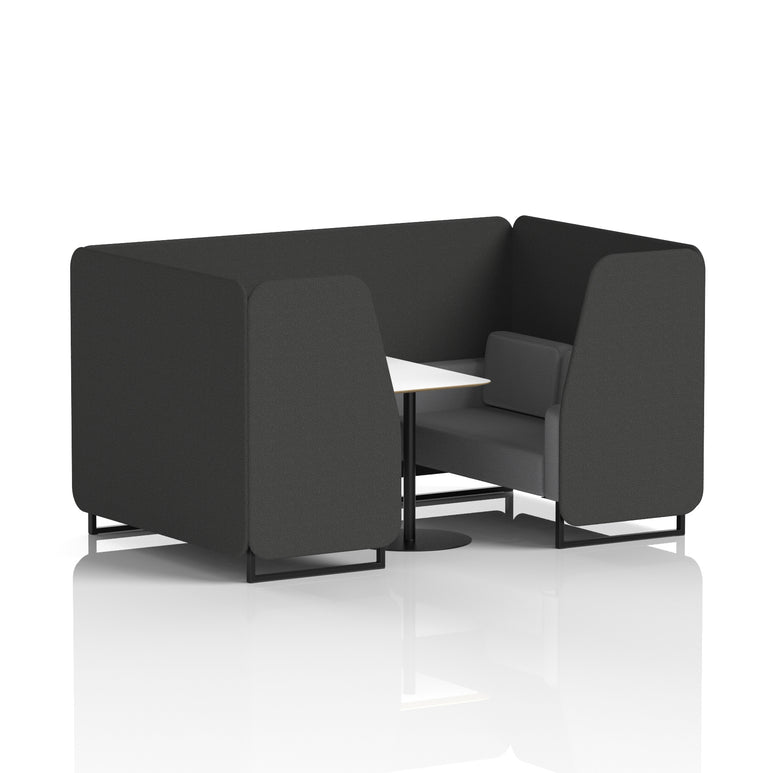 Brixworth Two-Tone Booth with White Table, 2–6 Seater, Multiple Colour Options, Black Frame, Fabric & Plywood, 10 Year Frame Warranty