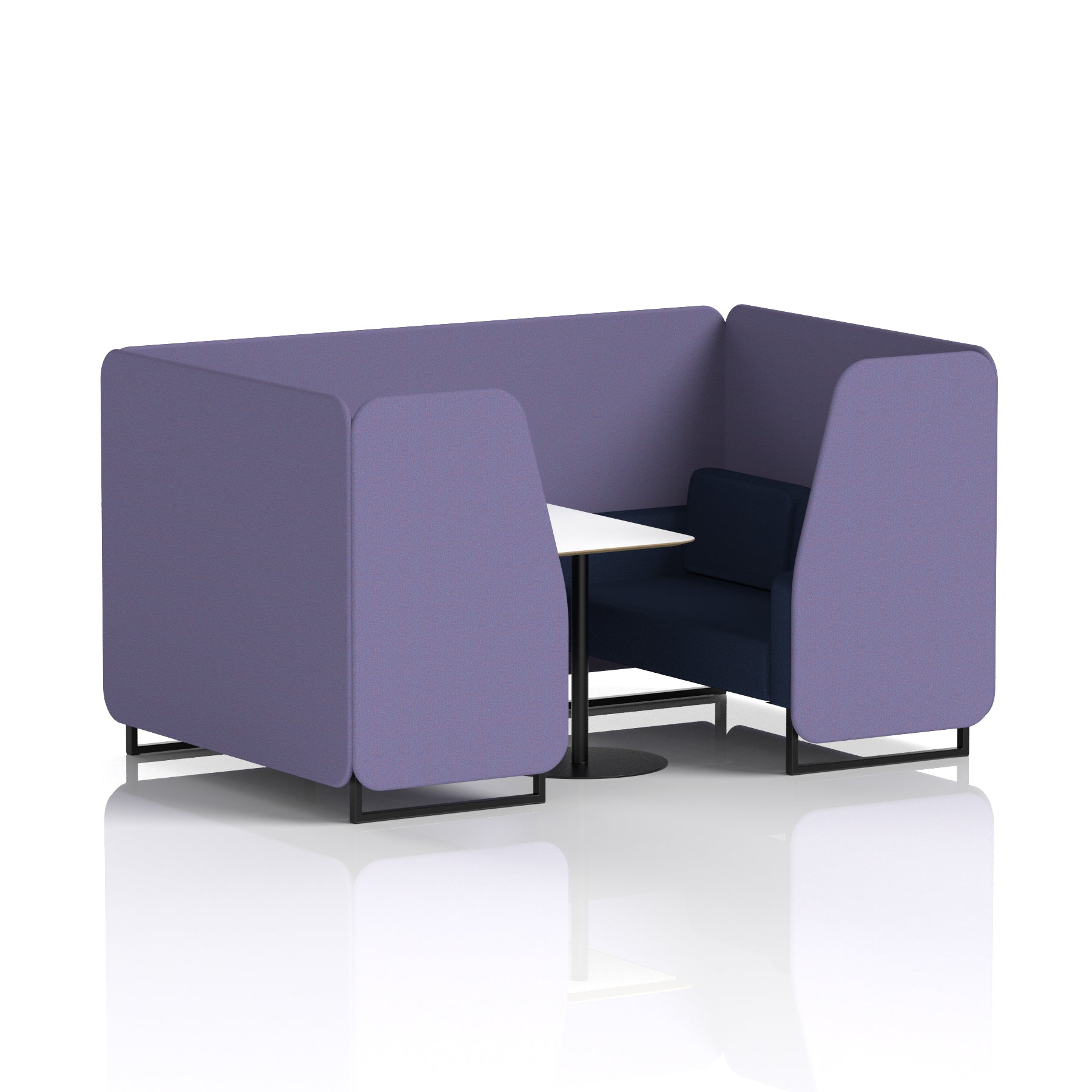 Brixworth Two-Tone Booth with White Table, 2–6 Seater, Multiple Colour Options, Black Frame, Fabric & Plywood, 10 Year Frame Warranty