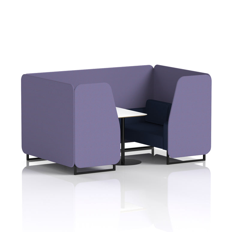 Brixworth Two-Tone Booth with White Table, 2–6 Seater, Multiple Colour Options, Black Frame, Fabric & Plywood, 10 Year Frame Warranty