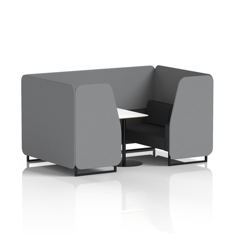 Brixworth Two-Tone Booth with White Table, 2–6 Seater, Multiple Colour Options, Black Frame, Fabric & Plywood, 10 Year Frame Warranty