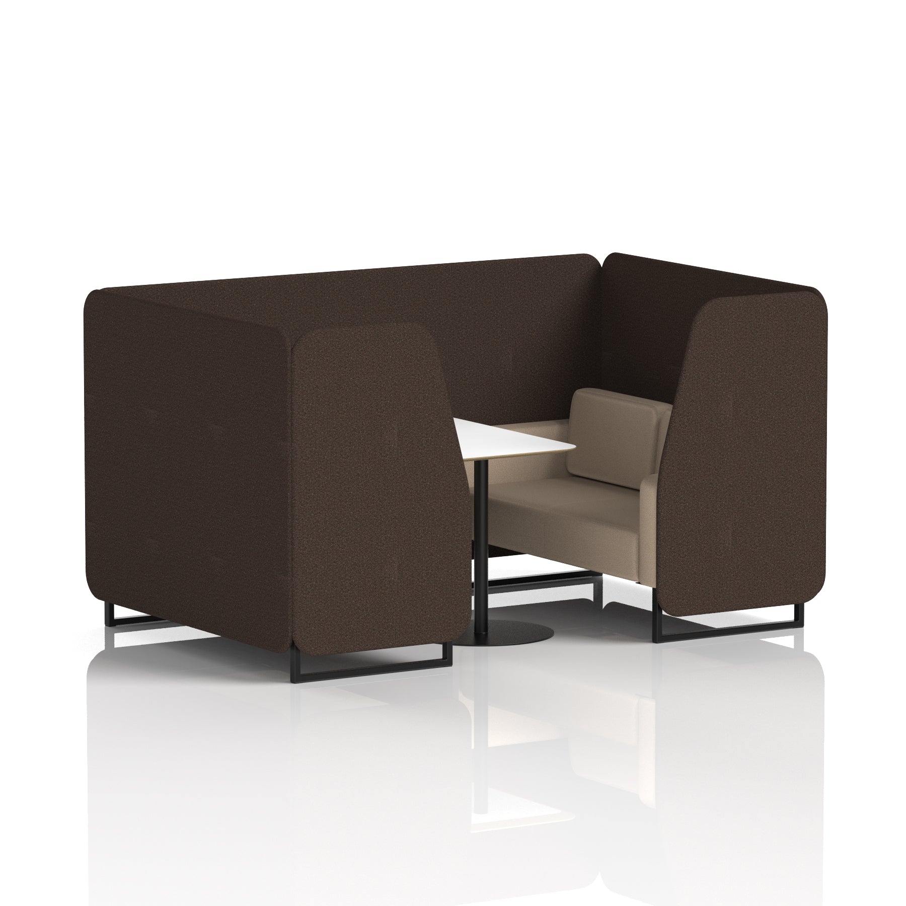 Brixworth Two-Tone Booth with White Table, 2–6 Seater, Multiple Colour Options, Black Frame, Fabric & Plywood, 10 Year Frame Warranty