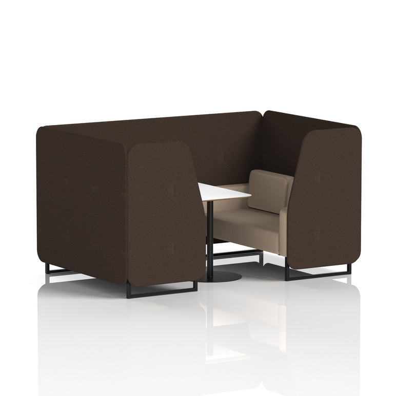 Brixworth Two-Tone Booth with White Table, 2–6 Seater, Multiple Colour Options, Black Frame, Fabric & Plywood, 10 Year Frame Warranty