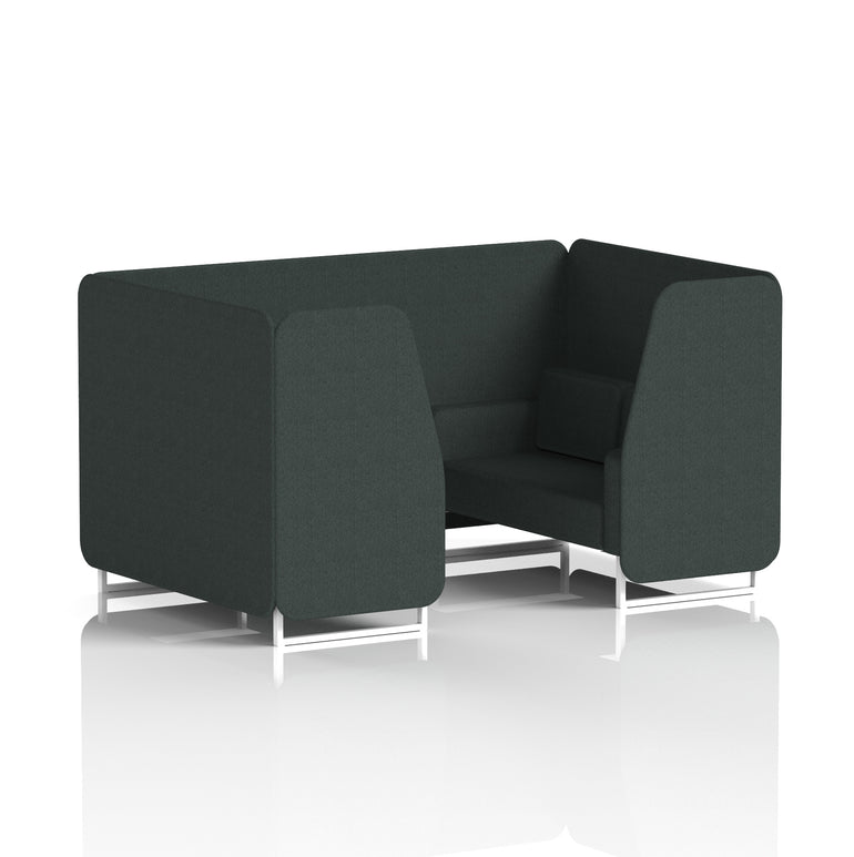 Brixworth Single Tone Office Booth – 2/4/6 Seater, Multiple Panel & Sofa Colours, Black or White Frame, Plywood/Foam/Fabric, Self-Assembly, 10yr Frame Warranty