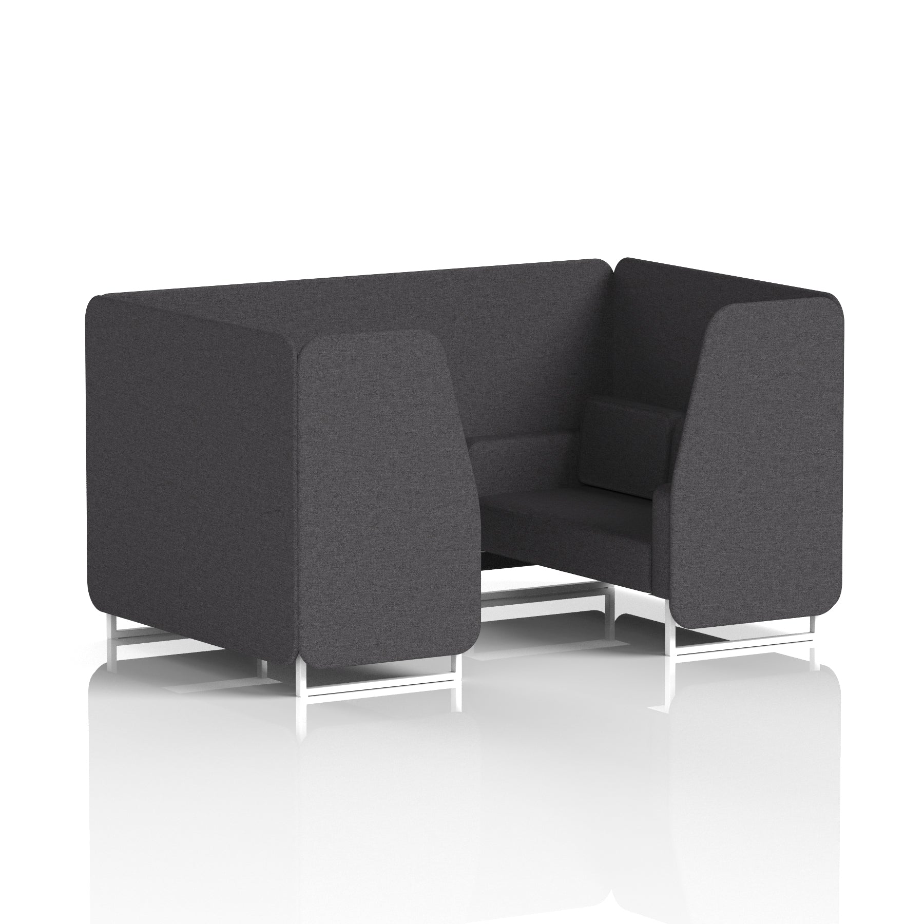 Brixworth Single Tone Office Booth – 2/4/6 Seater, Multiple Panel & Sofa Colours, Black or White Frame, Plywood/Foam/Fabric, Self-Assembly, 10yr Frame Warranty