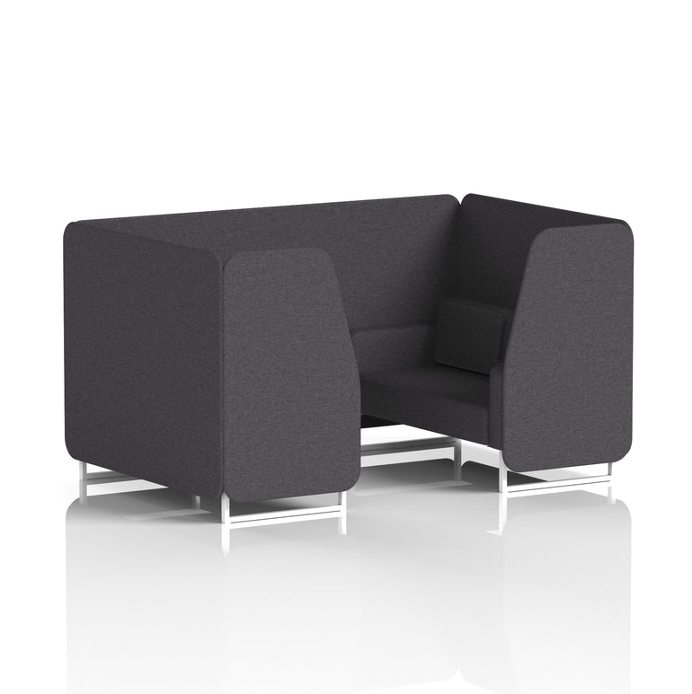 Brixworth Single Tone Office Booth – 2/4/6 Seater, Multiple Panel & Sofa Colours, Black or White Frame, Plywood/Foam/Fabric, Self-Assembly, 10yr Frame Warranty