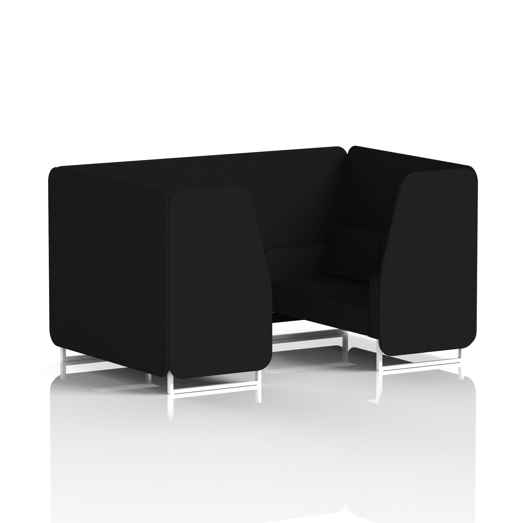 Brixworth Single Tone Office Booth – 2/4/6 Seater, Multiple Panel & Sofa Colours, Black or White Frame, Plywood/Foam/Fabric, Self-Assembly, 10yr Frame Warranty