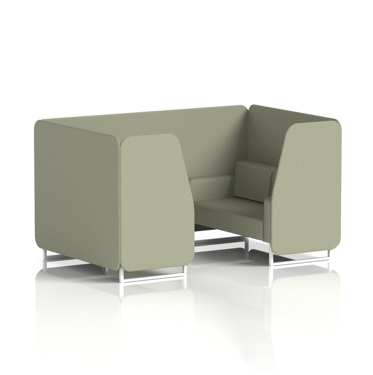 Brixworth Single Tone Office Booth – 2/4/6 Seater, Multiple Panel & Sofa Colours, Black or White Frame, Plywood/Foam/Fabric, Self-Assembly, 10yr Frame Warranty
