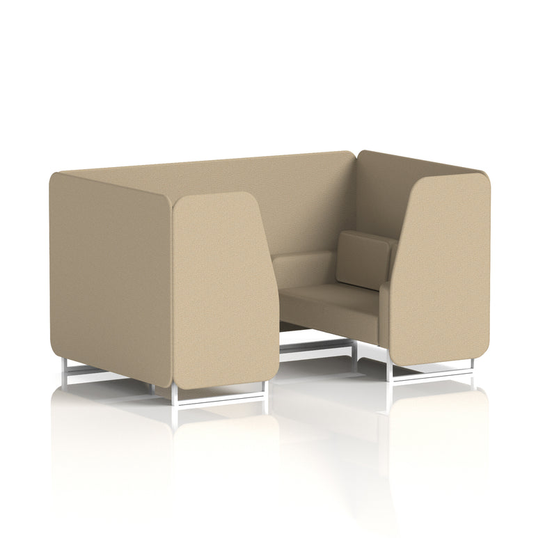 Brixworth Single Tone Office Booth – 2/4/6 Seater, Multiple Panel & Sofa Colours, Black or White Frame, Plywood/Foam/Fabric, Self-Assembly, 10yr Frame Warranty