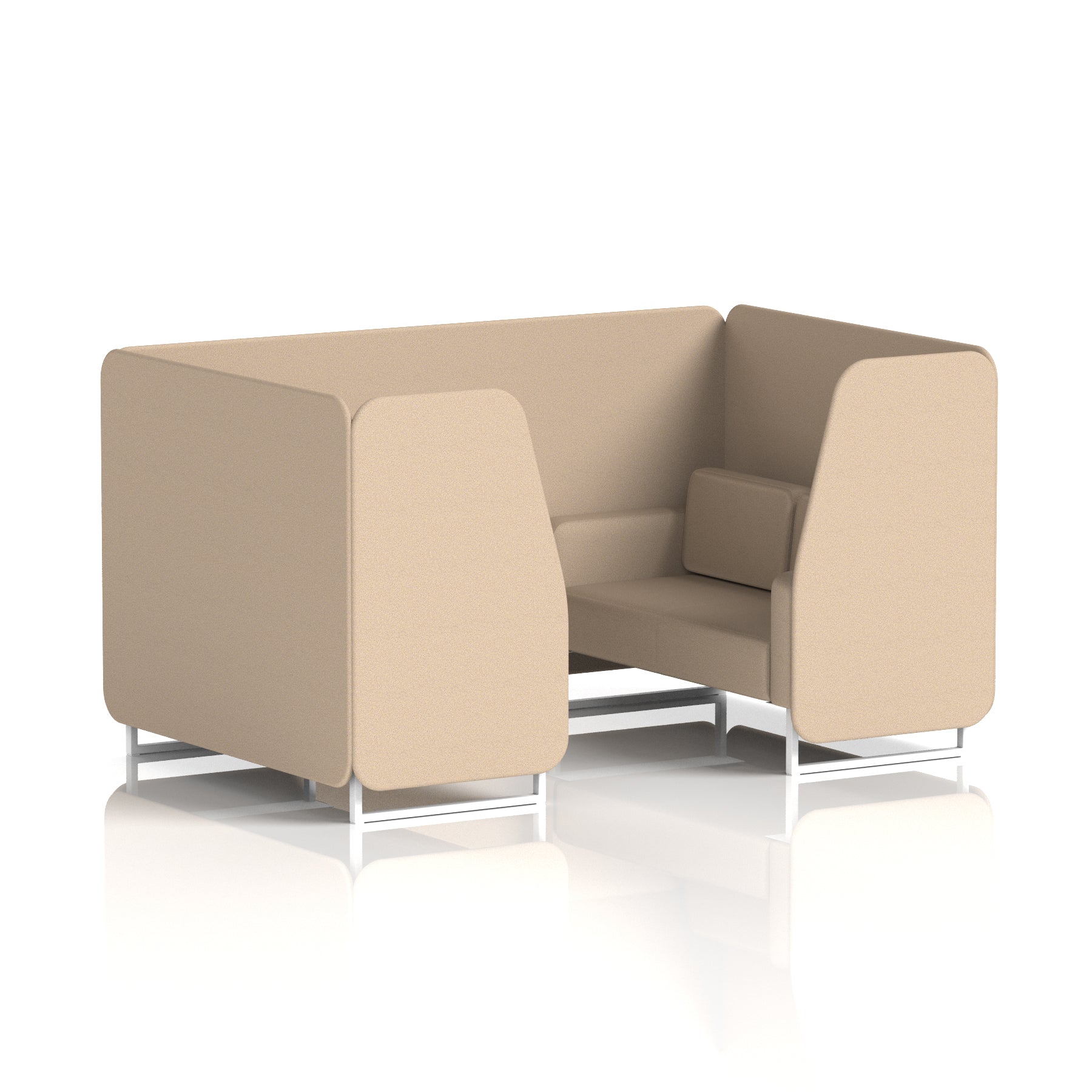 Brixworth Single Tone Office Booth – 2/4/6 Seater, Multiple Panel & Sofa Colours, Black or White Frame, Plywood/Foam/Fabric, Self-Assembly, 10yr Frame Warranty