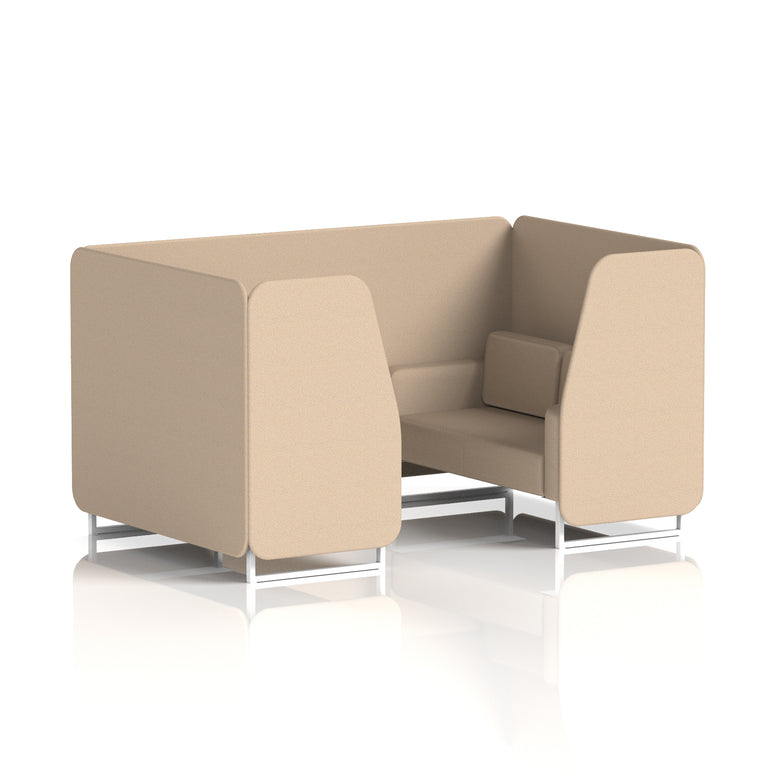Brixworth Single Tone Office Booth – 2/4/6 Seater, Multiple Panel & Sofa Colours, Black or White Frame, Plywood/Foam/Fabric, Self-Assembly, 10yr Frame Warranty
