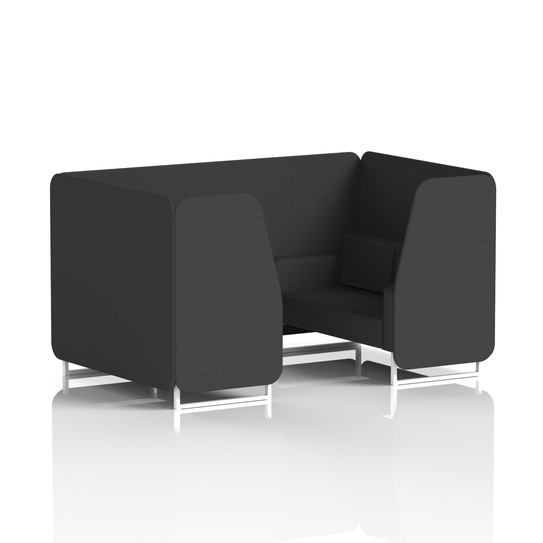 Brixworth Single Tone Office Booth – 2/4/6 Seater, Multiple Panel & Sofa Colours, Black or White Frame, Plywood/Foam/Fabric, Self-Assembly, 10yr Frame Warranty