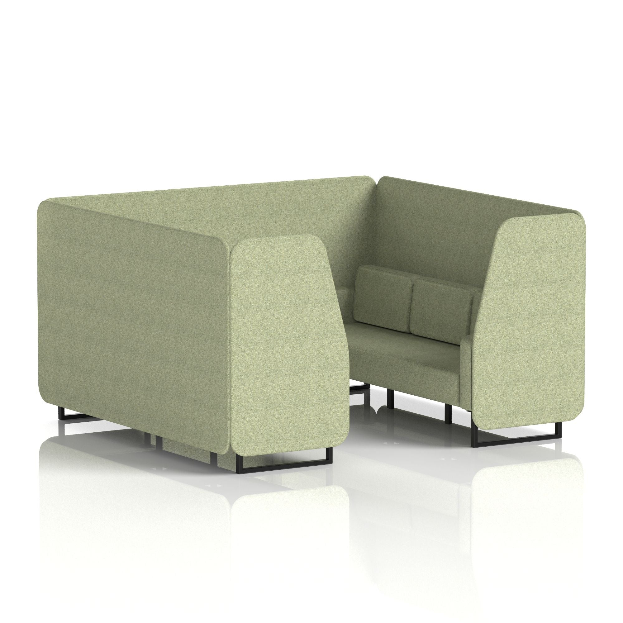 Brixworth Single Tone Office Booth – 2/4/6 Seater, Multiple Panel & Sofa Colours, Black or White Frame, Plywood/Foam/Fabric, Self-Assembly, 10yr Frame Warranty