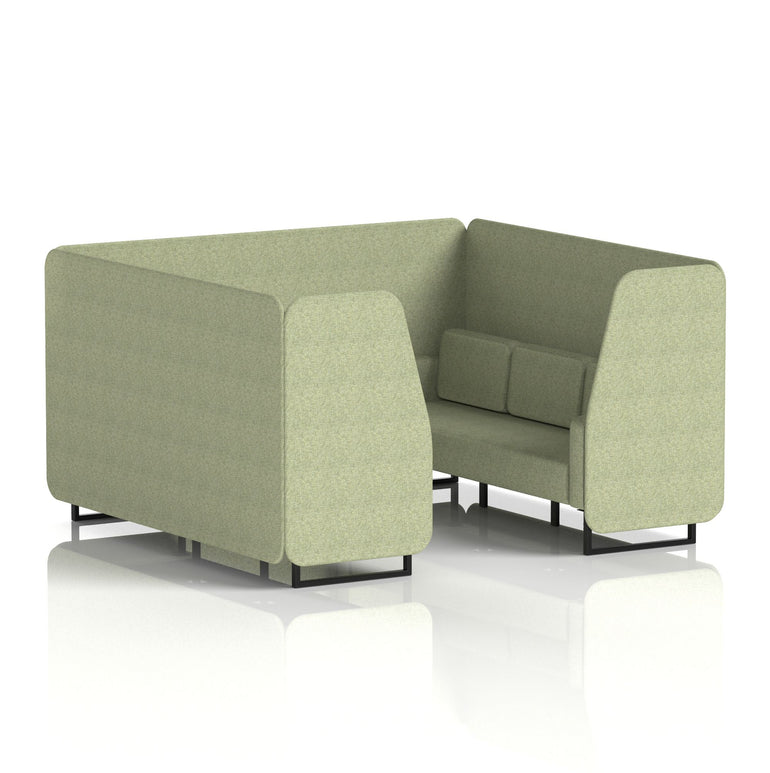 Brixworth Single Tone Office Booth – 2/4/6 Seater, Multiple Panel & Sofa Colours, Black or White Frame, Plywood/Foam/Fabric, Self-Assembly, 10yr Frame Warranty