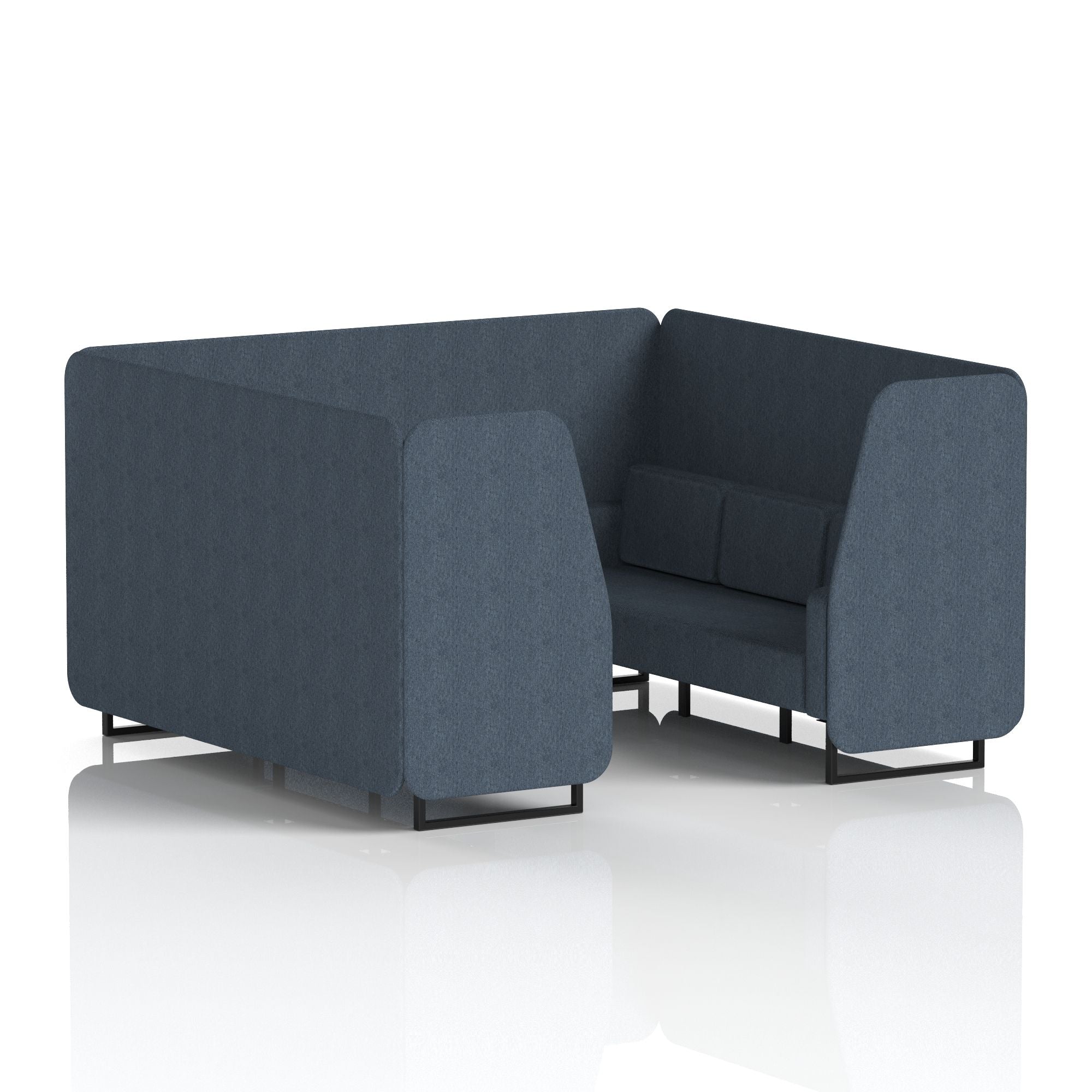 Brixworth Single Tone Office Booth – 2/4/6 Seater, Multiple Panel & Sofa Colours, Black or White Frame, Plywood/Foam/Fabric, Self-Assembly, 10yr Frame Warranty