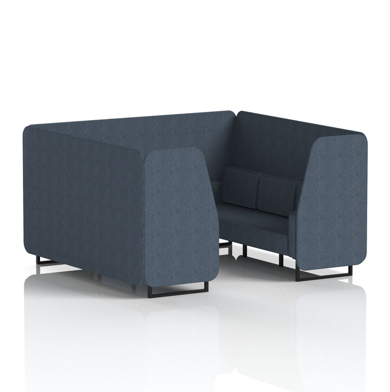 Brixworth Single Tone Office Booth – 2/4/6 Seater, Multiple Panel & Sofa Colours, Black or White Frame, Plywood/Foam/Fabric, Self-Assembly, 10yr Frame Warranty