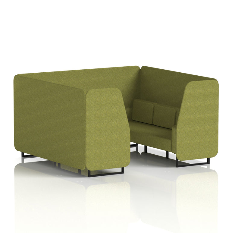 Brixworth Single Tone Office Booth – 2/4/6 Seater, Multiple Panel & Sofa Colours, Black or White Frame, Plywood/Foam/Fabric, Self-Assembly, 10yr Frame Warranty