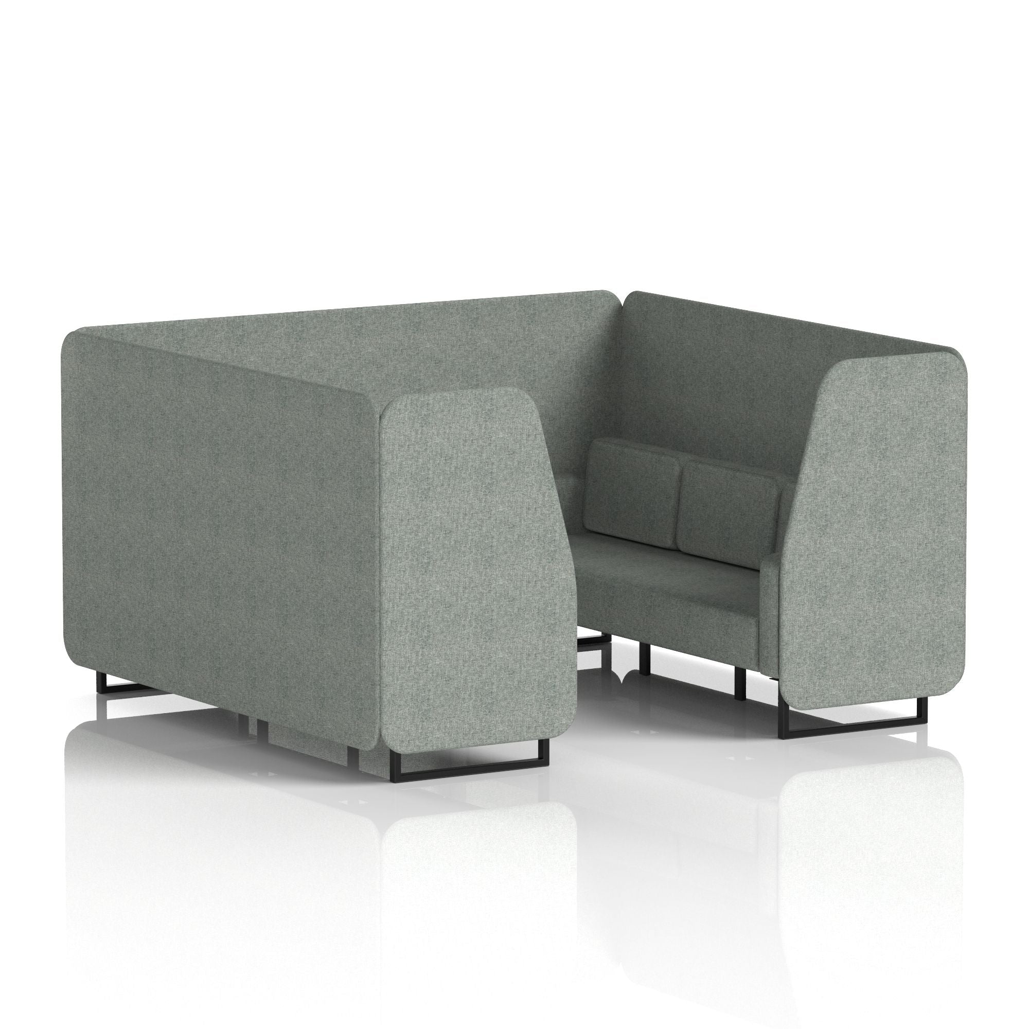 Brixworth Single Tone Office Booth – 2/4/6 Seater, Multiple Panel & Sofa Colours, Black or White Frame, Plywood/Foam/Fabric, Self-Assembly, 10yr Frame Warranty