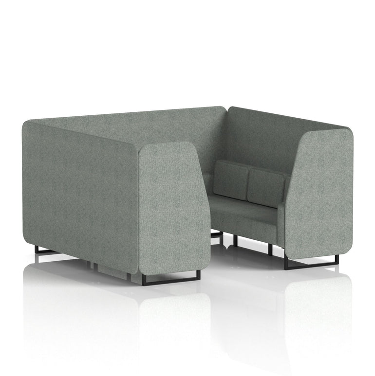 Brixworth Single Tone Office Booth – 2/4/6 Seater, Multiple Panel & Sofa Colours, Black or White Frame, Plywood/Foam/Fabric, Self-Assembly, 10yr Frame Warranty