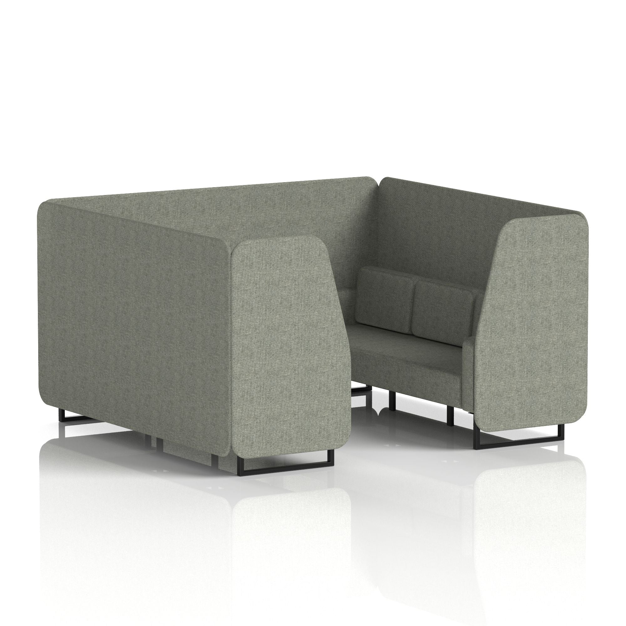 Brixworth Single Tone Office Booth – 2/4/6 Seater, Multiple Panel & Sofa Colours, Black or White Frame, Plywood/Foam/Fabric, Self-Assembly, 10yr Frame Warranty