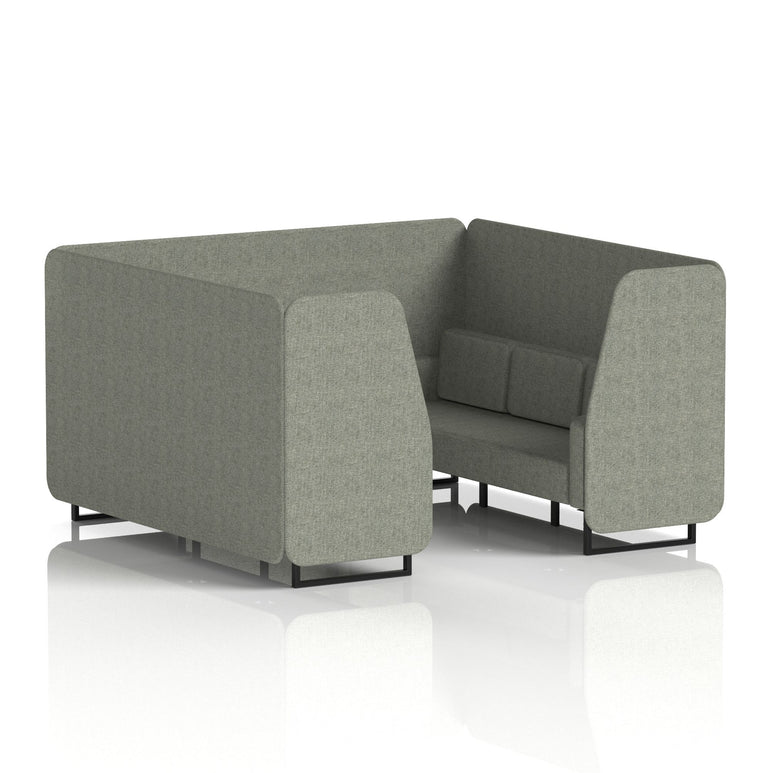 Brixworth Single Tone Office Booth – 2/4/6 Seater, Multiple Panel & Sofa Colours, Black or White Frame, Plywood/Foam/Fabric, Self-Assembly, 10yr Frame Warranty