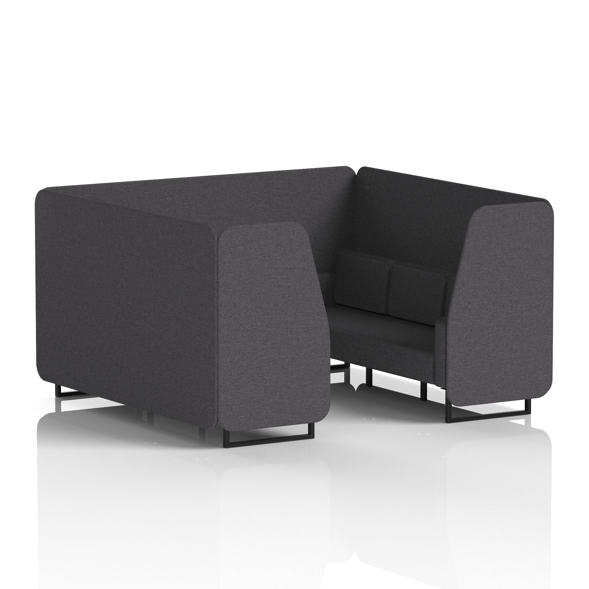 Brixworth Single Tone Office Booth – 2/4/6 Seater, Multiple Panel & Sofa Colours, Black or White Frame, Plywood/Foam/Fabric, Self-Assembly, 10yr Frame Warranty